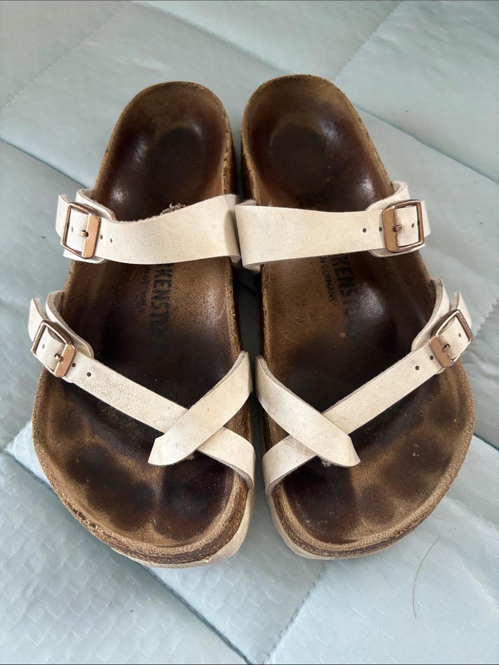 Birkenstock Mayara White Leather Double Buckle Sandals